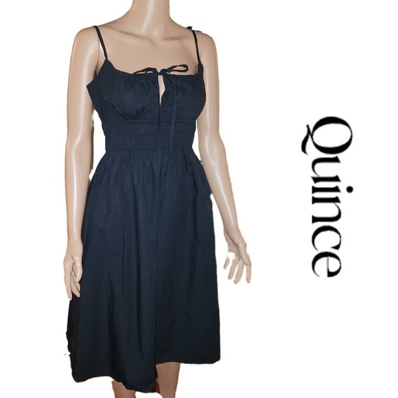 Quince Dresses & Skirts - Quince 100% Organic Cotton Keyhole Midi Dress NWT Black XL